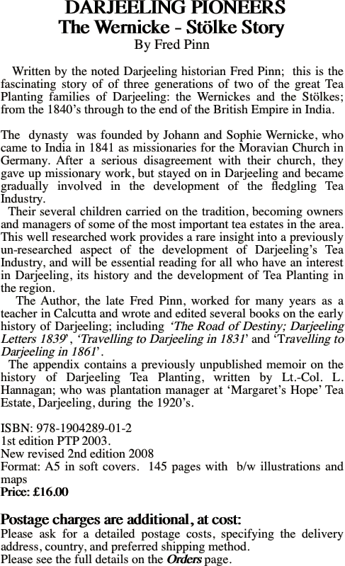 DARJEELING PIONEERS &nbsp; 