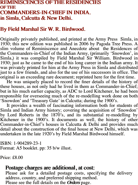 REMINISCENCES OF THE RESIDENCIES 