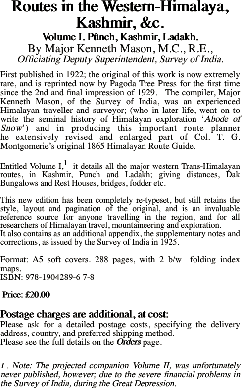 Routes in the Western-Himalaya, 