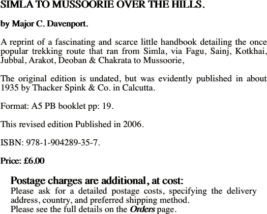 SIMLA TO MUSSOORIE OVER THE